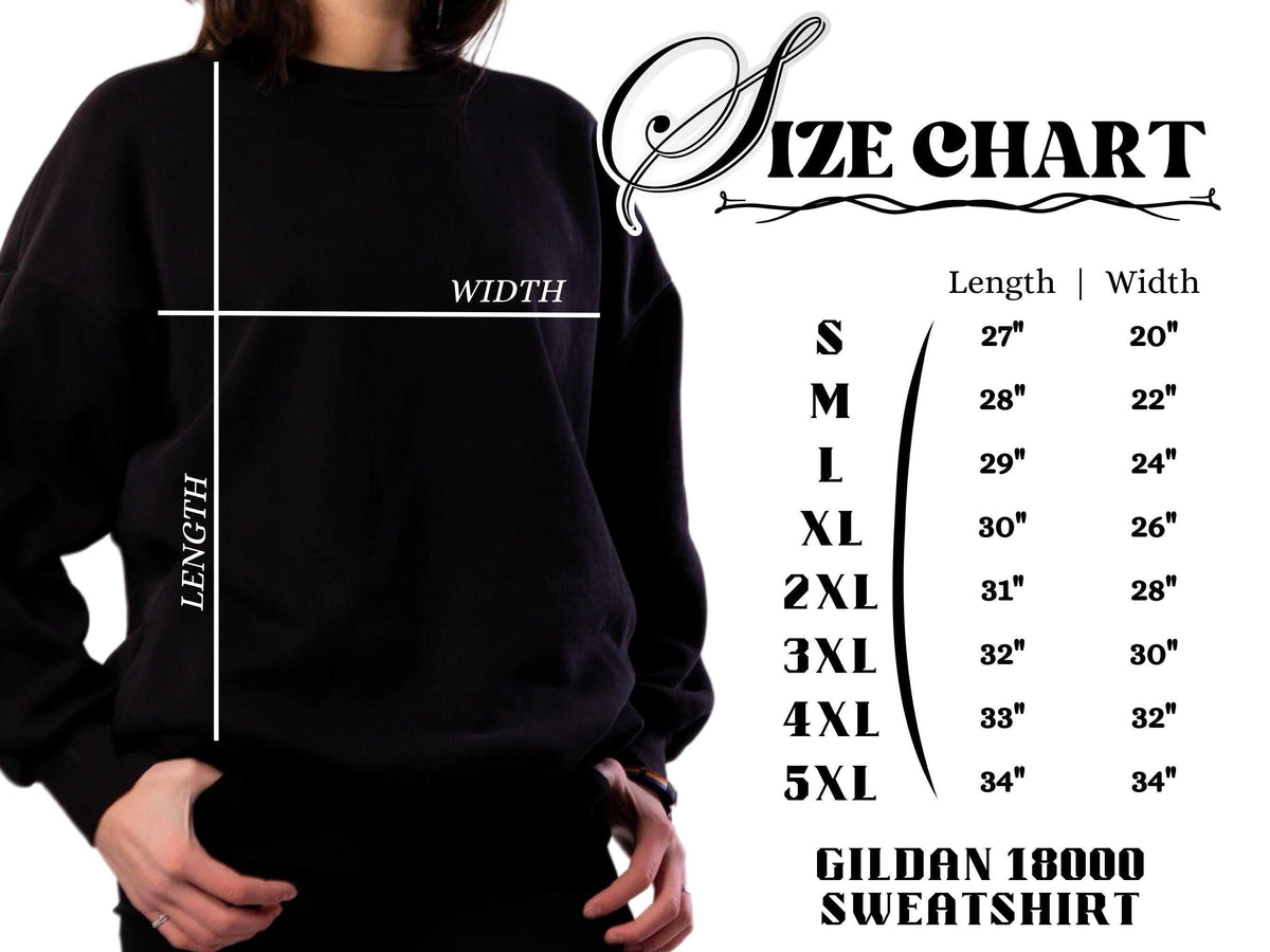 full size chart or the gildan 18000 crewneck sweatshirt