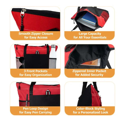 Nursing tote bag with zippered closure, mesh pocket, and exclusive embroidery design. Ideal for nurses.