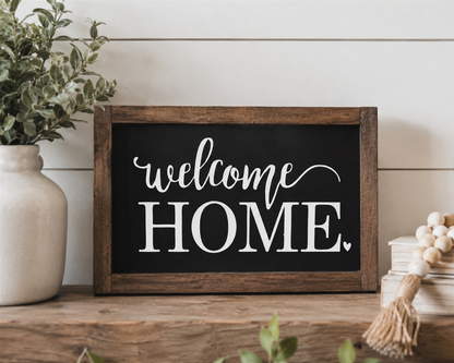 Welcome Home Framed Wood Sign | Handmade Sign