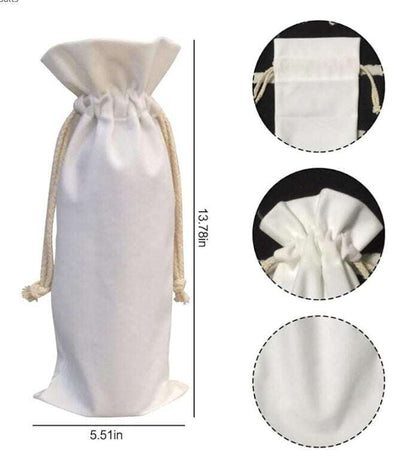 Custom holiday wine bag made of durable canvas, personalized gift bag for Christmas, fits standard 750ml bottles.