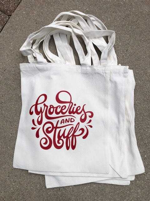 groceries and stuff cotton tote bag