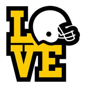 Love Football Helmet Vinyl Car Decal - durable, all-weather vinyl sticker for smooth surfaces.