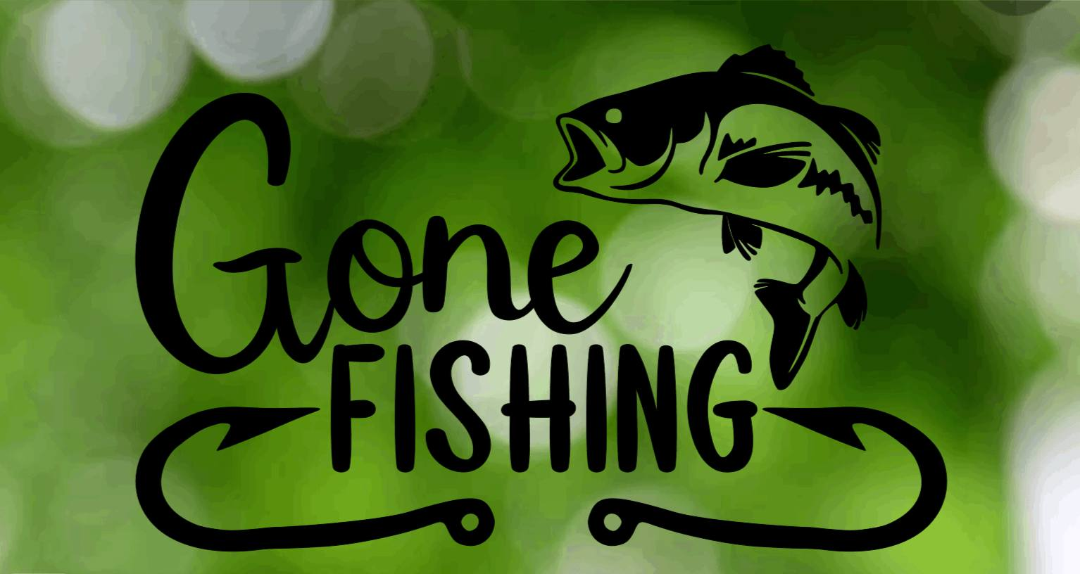 Gone Fishing sticker with fish graphic, perfect vinyl decal for cars, boats, or cabins.