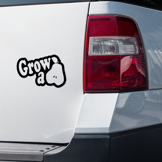"Grow a Pear" vinyl car sticker on vehicle tailgate