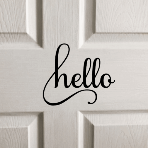 hello vinyl door decal welcoming guests