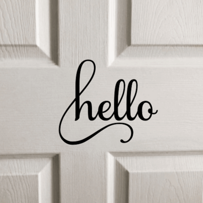 hello vinyl door decal welcoming guests
