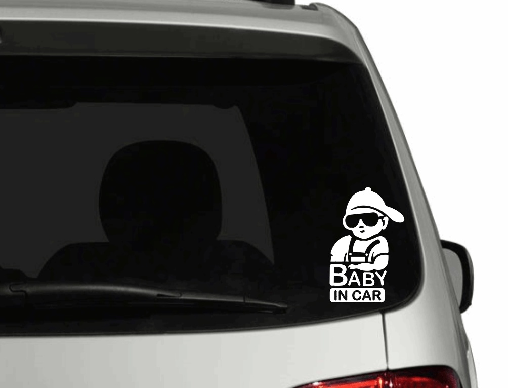 Hip Kids in Car Sticker - White Vinyl Decal on