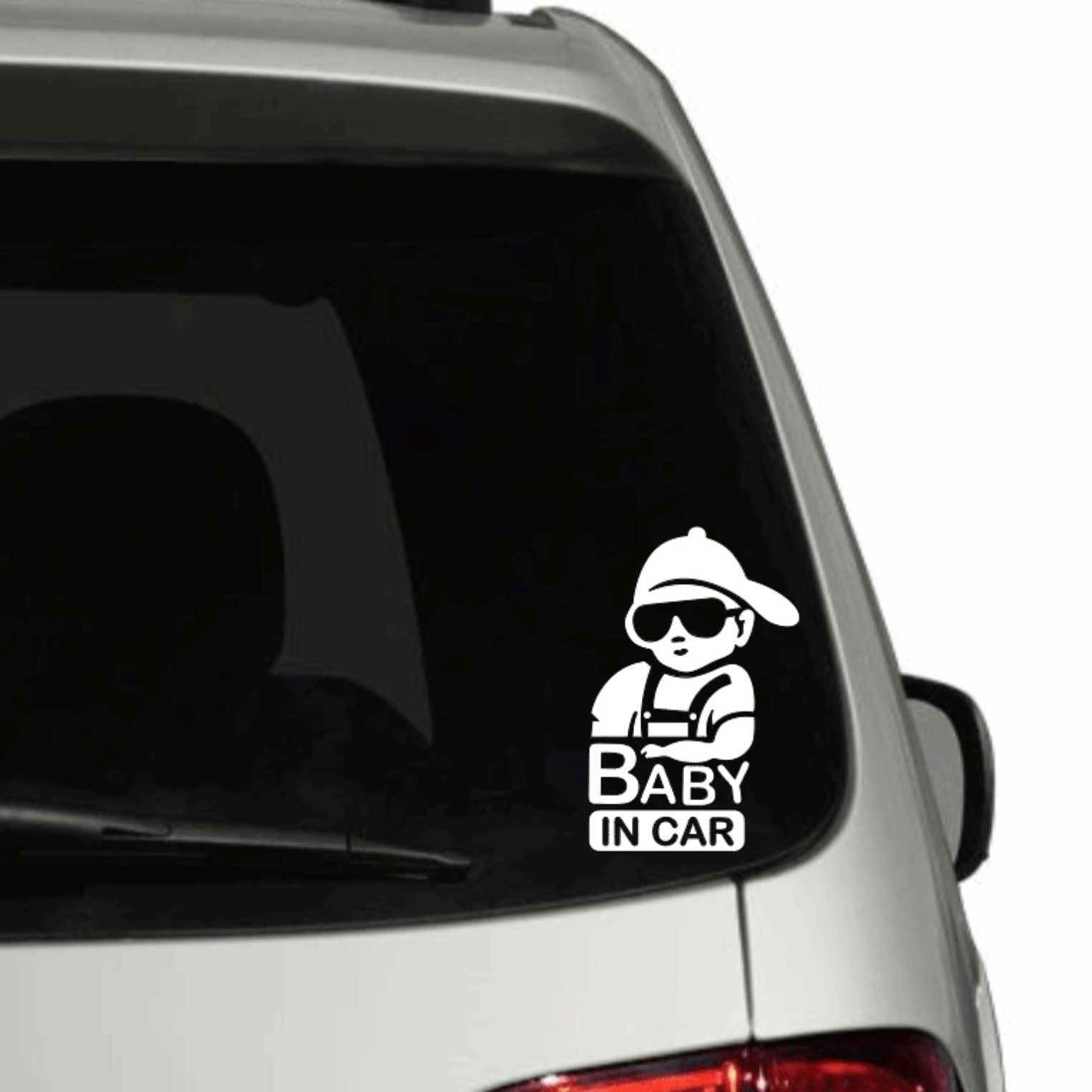 Hip Kids in Car Sticker - White Vinyl Decal on