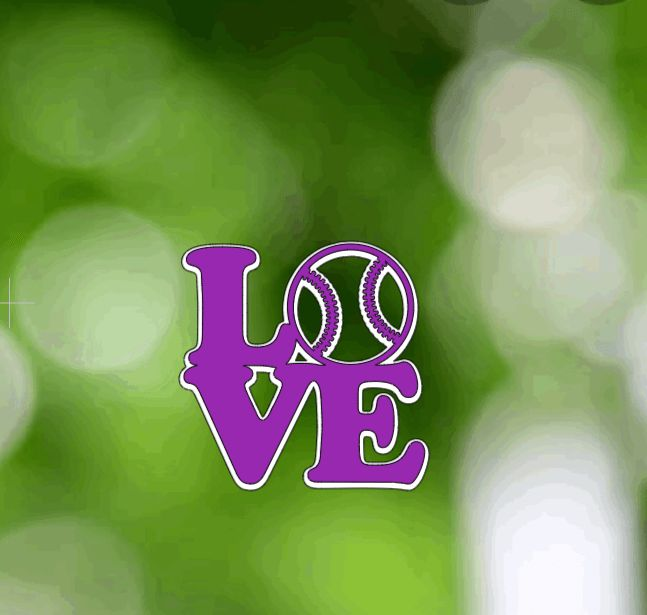 Purple "Love Baseball" vinyl decal sticker with a baseball design, suitable for various surfaces.