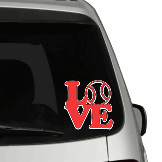 Love Baseball Vinyl Decal on Car Window