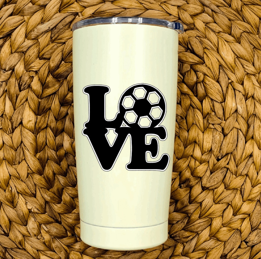 Love Soccer Vinyl Decal Sticker on Tumbler