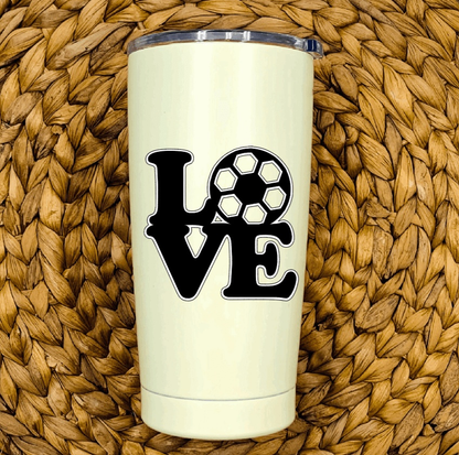 Love Soccer Vinyl Decal Sticker on Tumbler