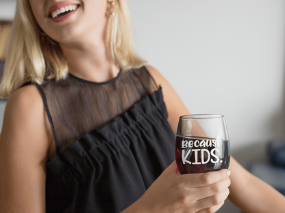 Purple LadyBug Decor Glasses Because Kids-  Funny Customized Stemless Wine Glass