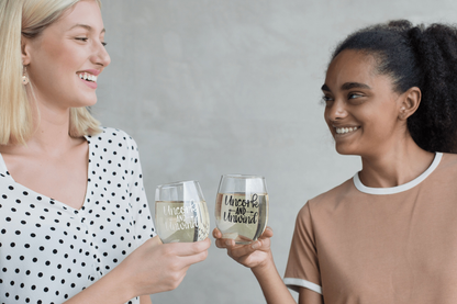 Purple LadyBug Decor Glasses Uncork and Unwind Stemless Wine Glass