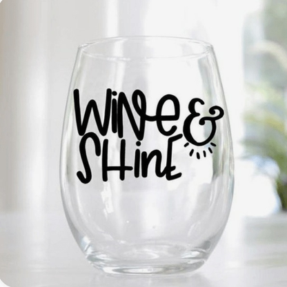 Purple LadyBug Decor Glasses Wine & Shine Stemless Wine Glass