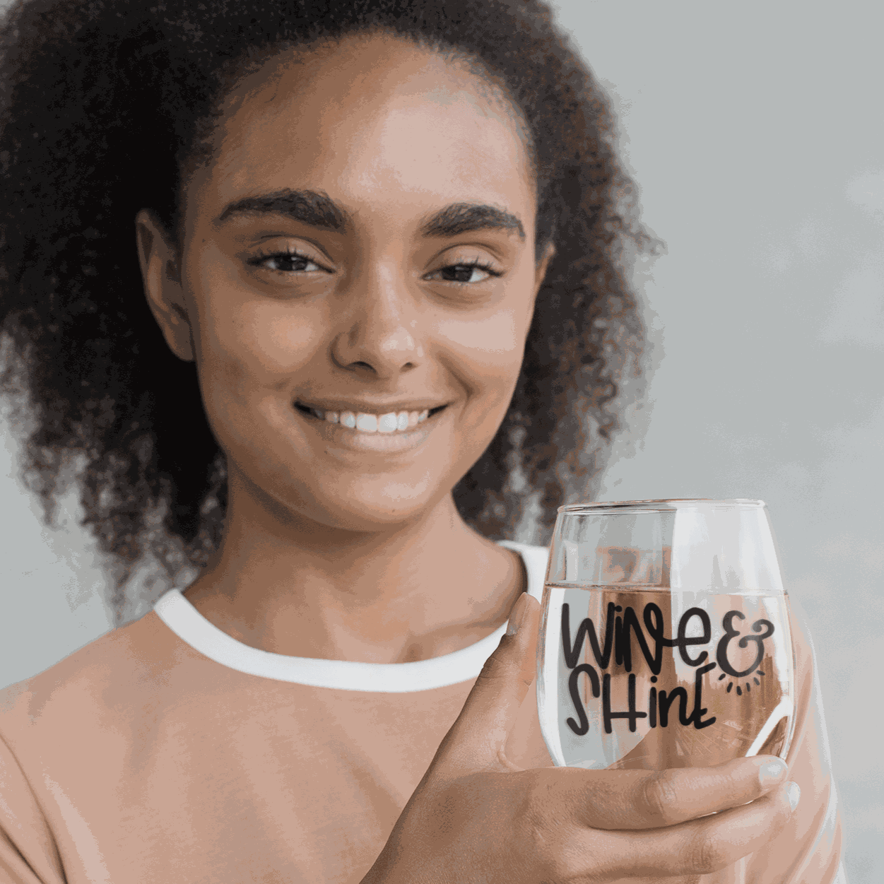 Purple LadyBug Decor Glasses Wine & Shine Stemless Wine Glass