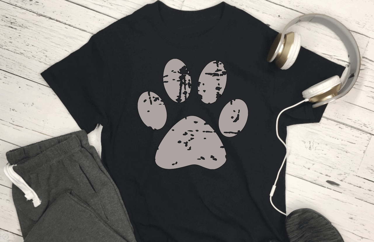 Purple LadyBug Decor Grunge Dog Paw Print Shirt