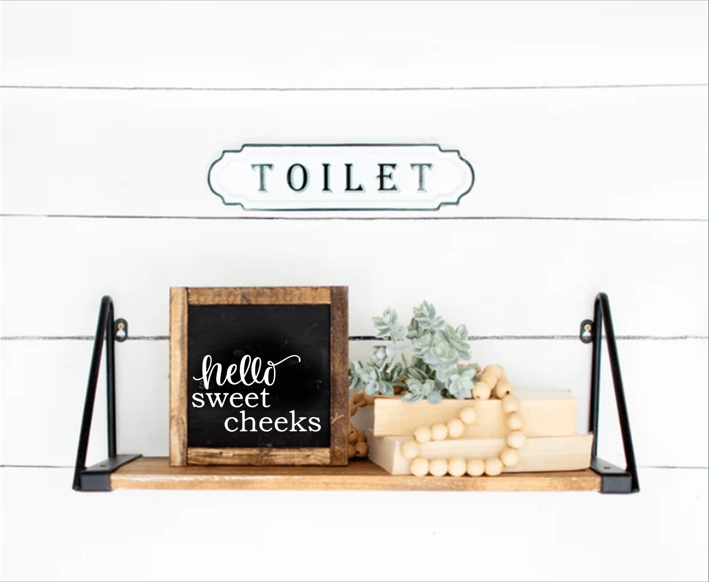 Purple LadyBug Decor Hello Sweet Cheeks Bathroom Sign