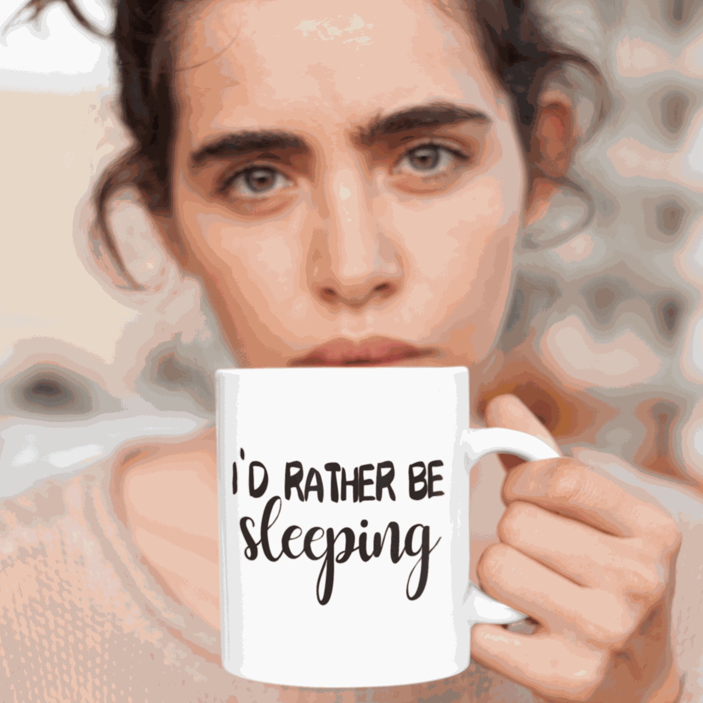 Purple LadyBug Decor Mug I'd Rather Be Sleeping Ceramic Mug