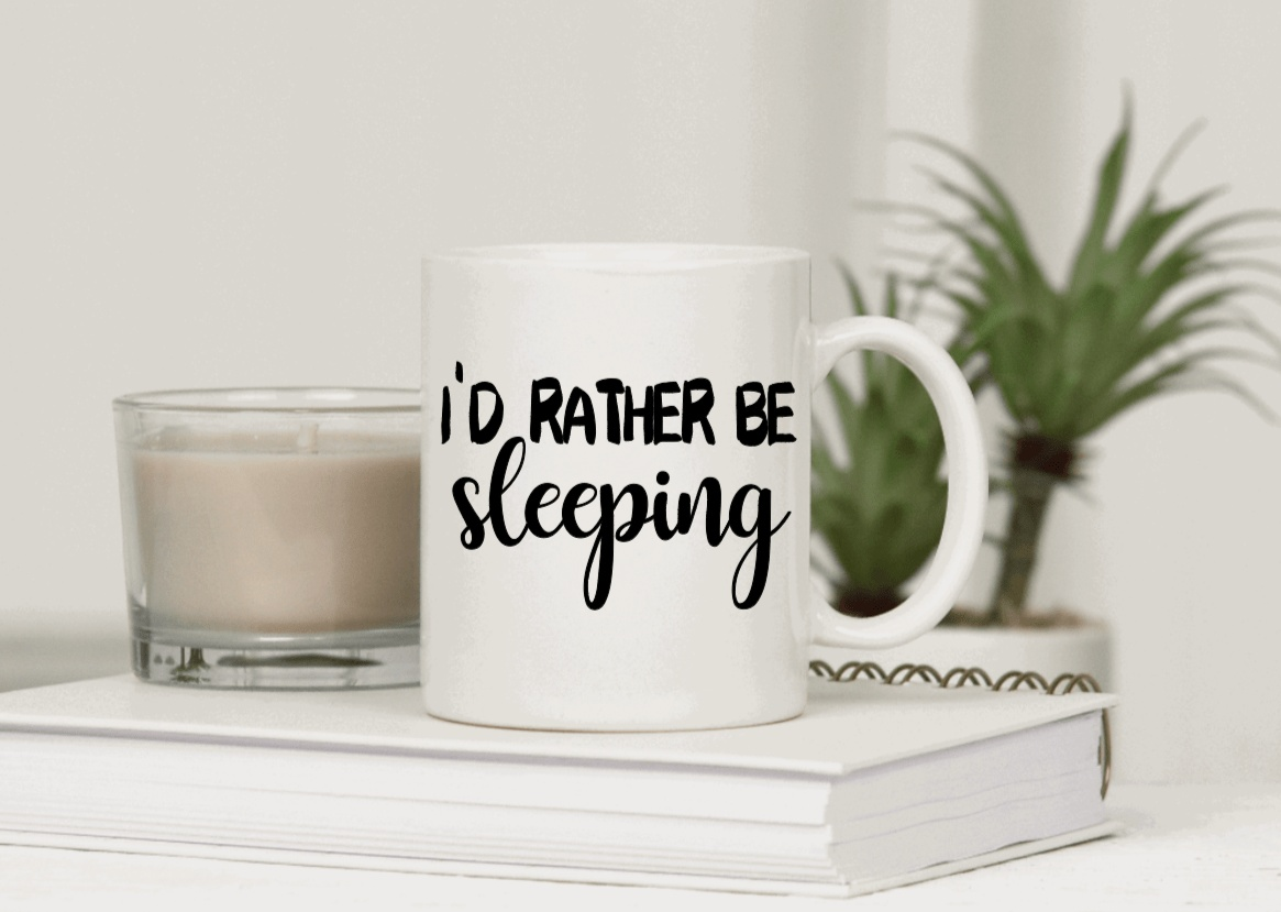 Purple LadyBug Decor Mug I'd Rather Be Sleeping Ceramic Mug