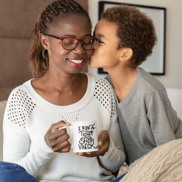 Purple LadyBug Decor Mug I Run a Tight Ship Wreck'  Humorous Ceramic Coffee Mug