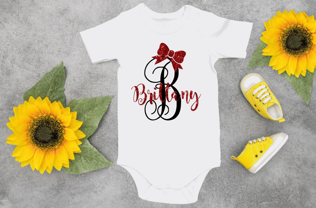 Purple LadyBug Decor Onesies Baby Girl Bodysuit with Name & Initial & Bow