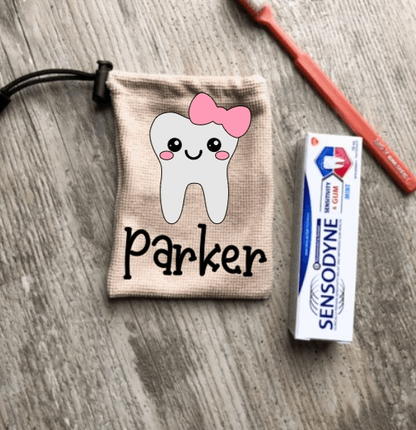 Purple LadyBug Decor Personalized Tooth Fairy Pouch