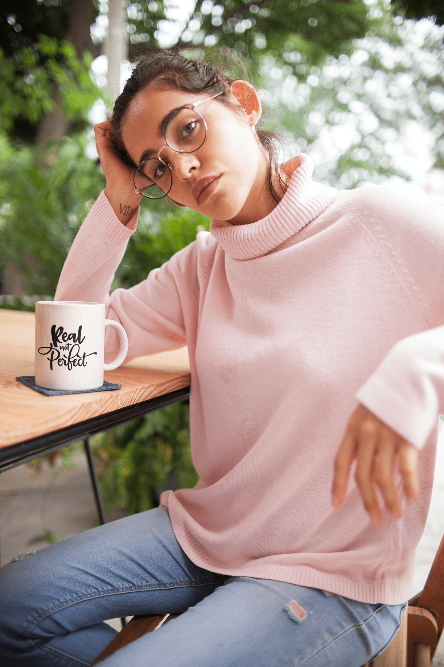 Purple LadyBug Decor Real Not Perfect Ceramic Coffee Mug