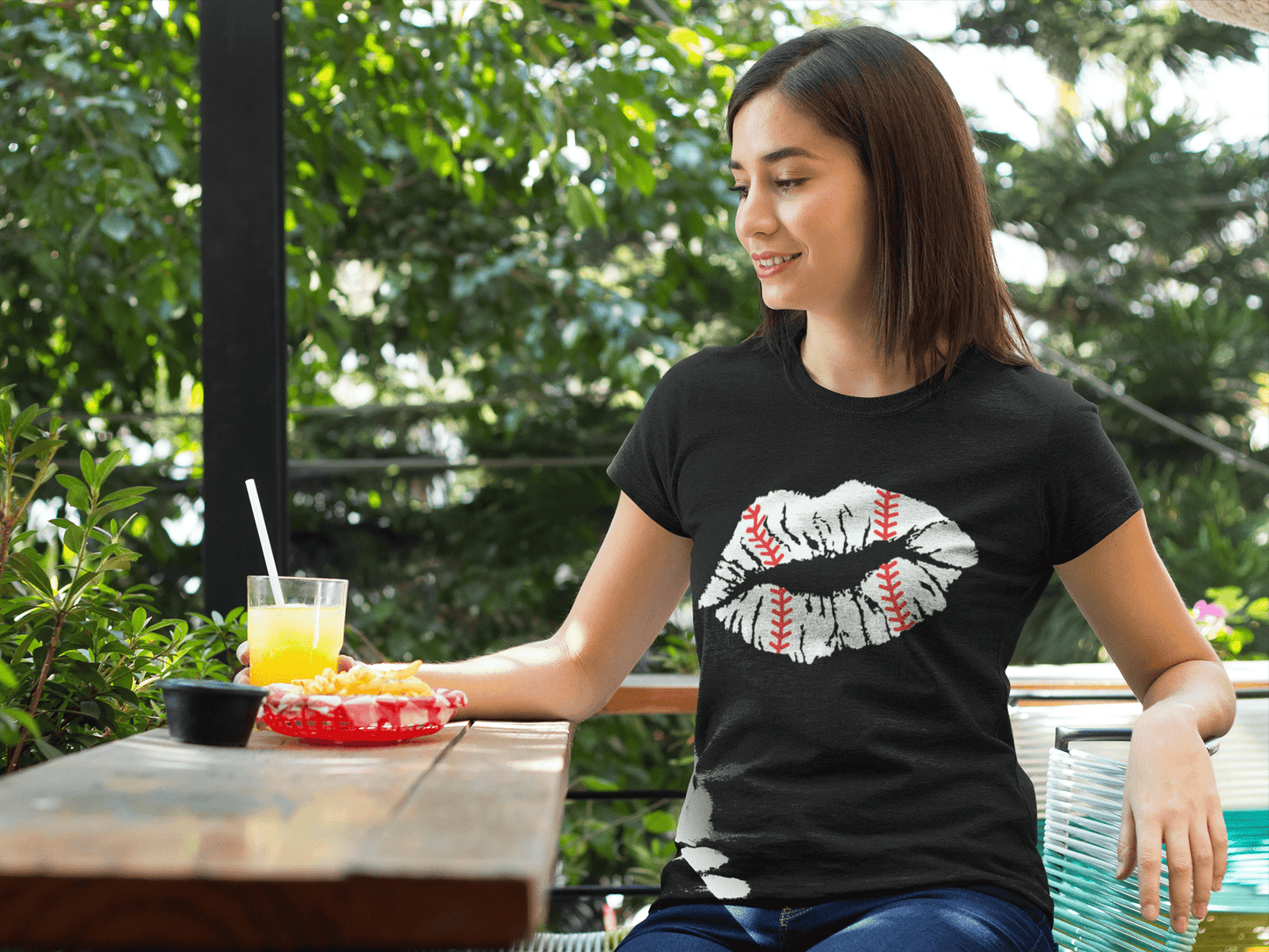 Purple LadyBug Decor shirts Baseball Lips - T-shirt