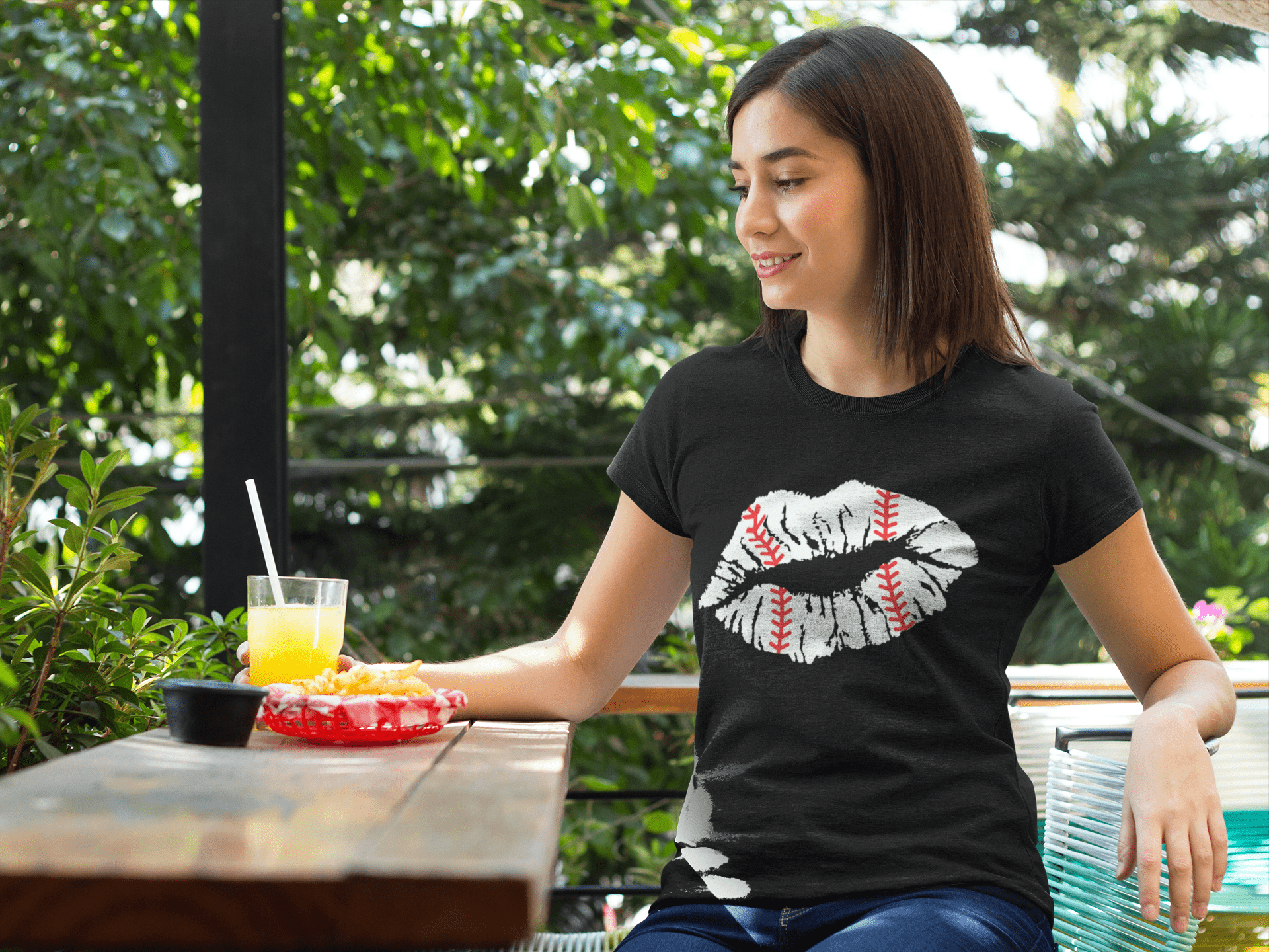 Purple LadyBug Decor shirts Baseball Lips - T-shirt