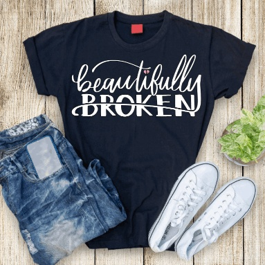 Purple LadyBug Decor shirts Beautifully Broken - Inspirational T-Shirt