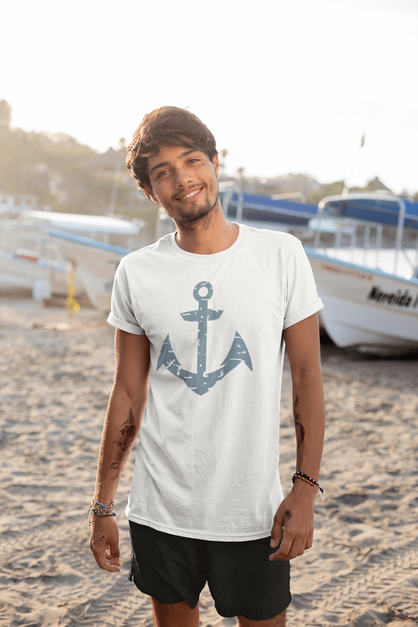 Purple LadyBug Decor shirts Grunge Anchor T-Shirt | Maritime Anchor Shirt