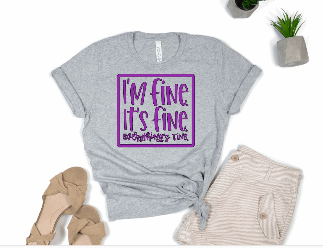 Purple LadyBug Decor shirts I'm fine, it's fine, everything is fine funny t shirt