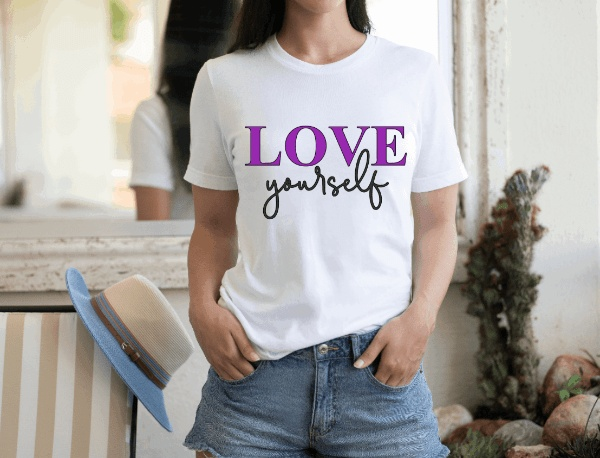 Purple LadyBug Decor shirts Love Yourself - Inspirational T-Shirt