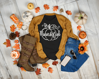 Purple LadyBug Decor shirts Thankful Grunge Pumpkin Shirt | Thankful Pumpkin