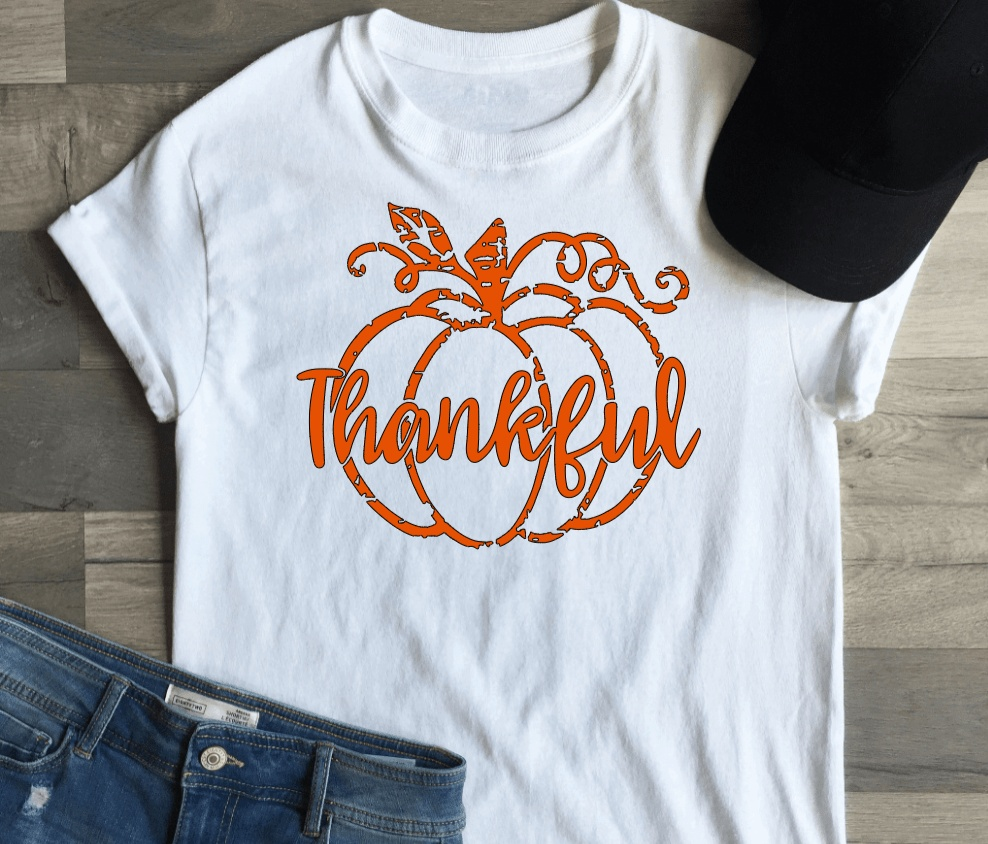 Purple LadyBug Decor shirts Thankful Grunge Pumpkin Shirt | Thankful Pumpkin