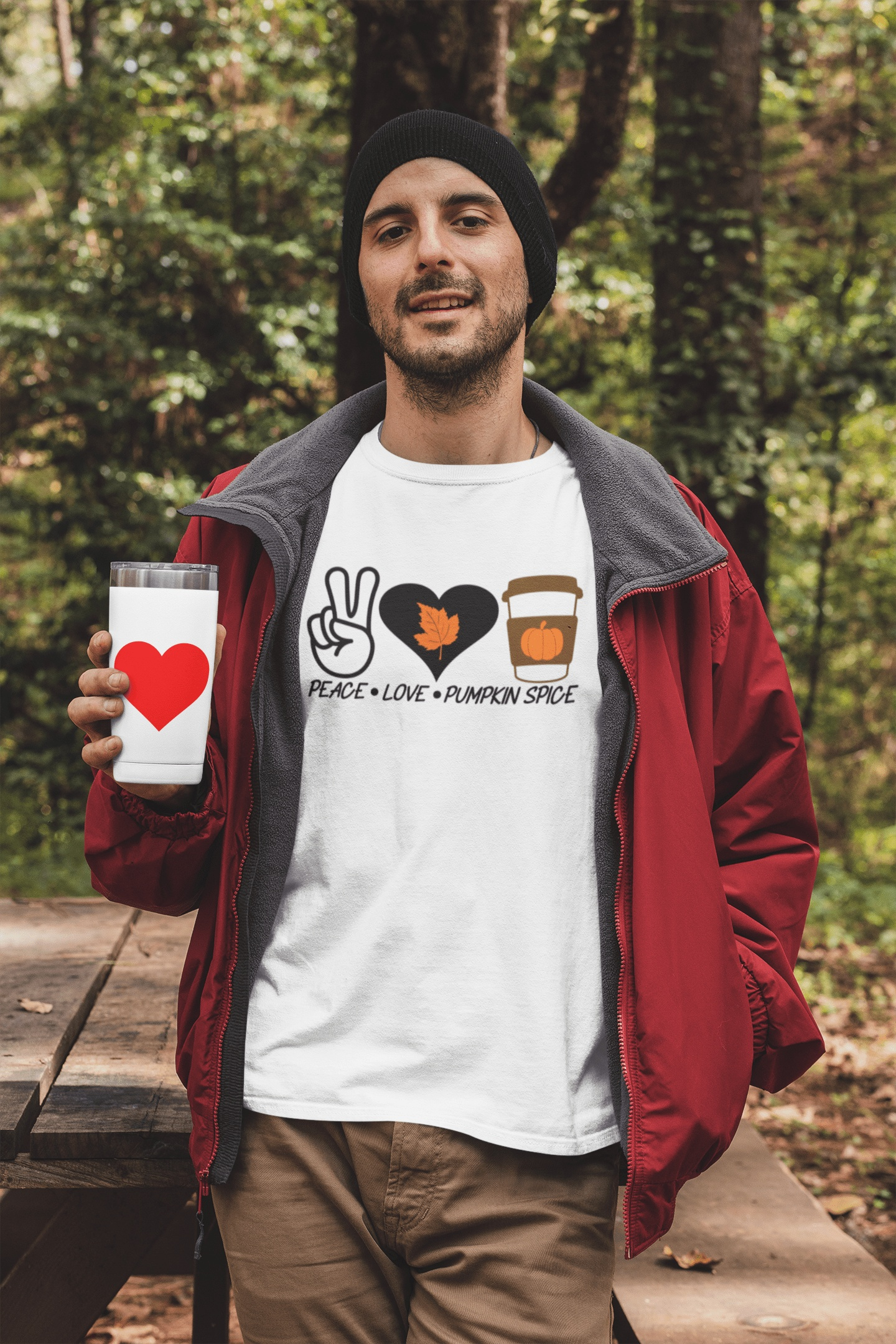 Purple LadyBug Decor shirts Unisex Peace, Love and Pumpkin Spice Shirt