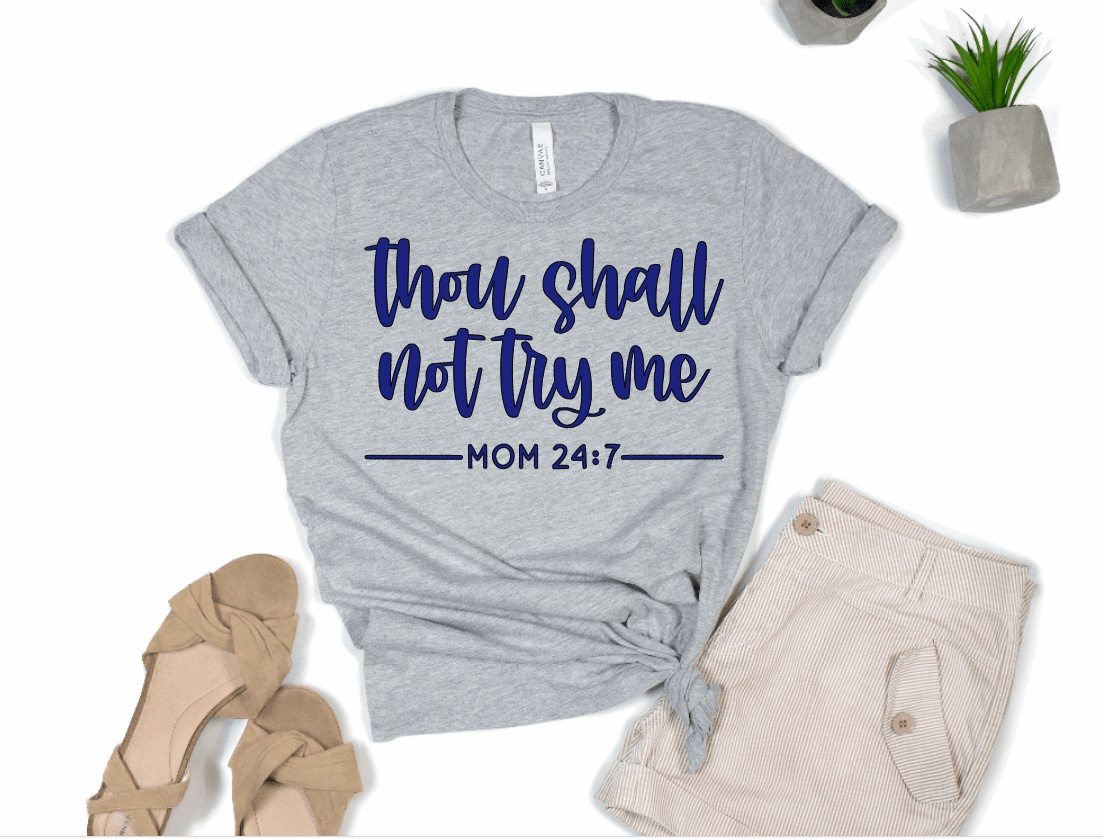 Purple LadyBug Decor shirts Women's Thou Shalt Not Try Me Mom Shirt