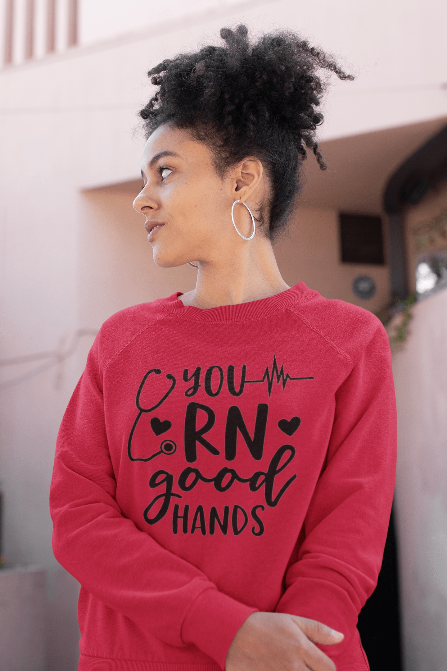 Purple LadyBug Decor shirts You RN good Hands - Women's Sweatshirt