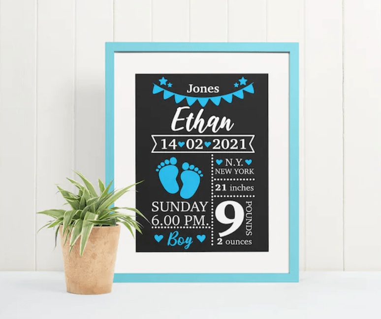 Purple LadyBug Decor Sign Baby Keepsake Birth Announcement | Personalized Baby Keepsake