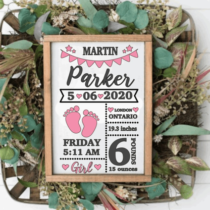 Purple LadyBug Decor Sign Baby Keepsake Birth Announcement | Personalized Baby Keepsake