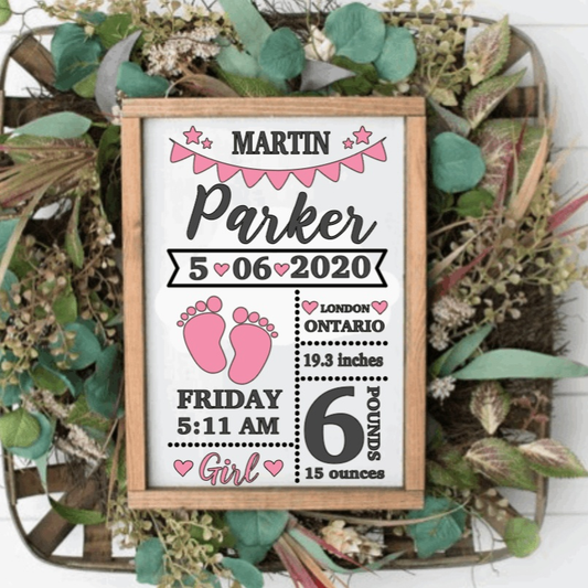 Purple LadyBug Decor Sign Baby Keepsake Birth Announcement | Personalized Baby Keepsake