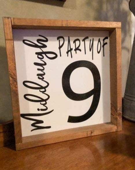 Purple LadyBug Decor Sign Custom Party of Number Family Name Sign Framed Customized Family Name Sign