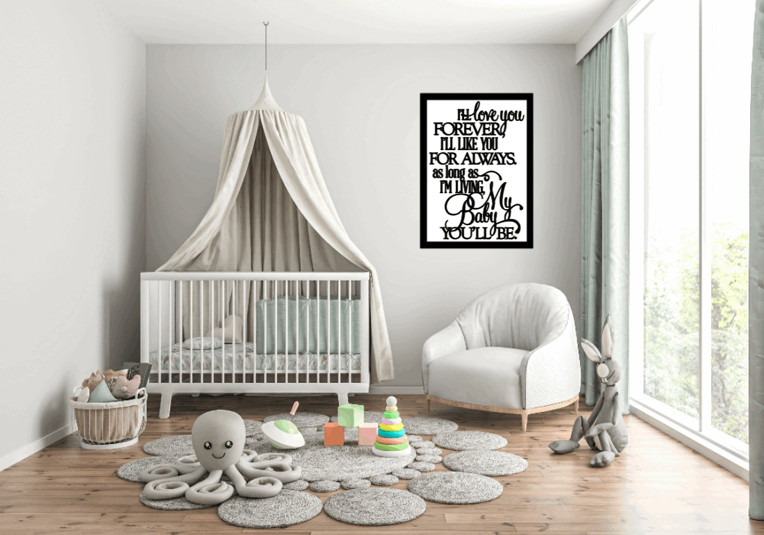 Handcrafted wood sign with quote, perfect for nursery or child's room décor.