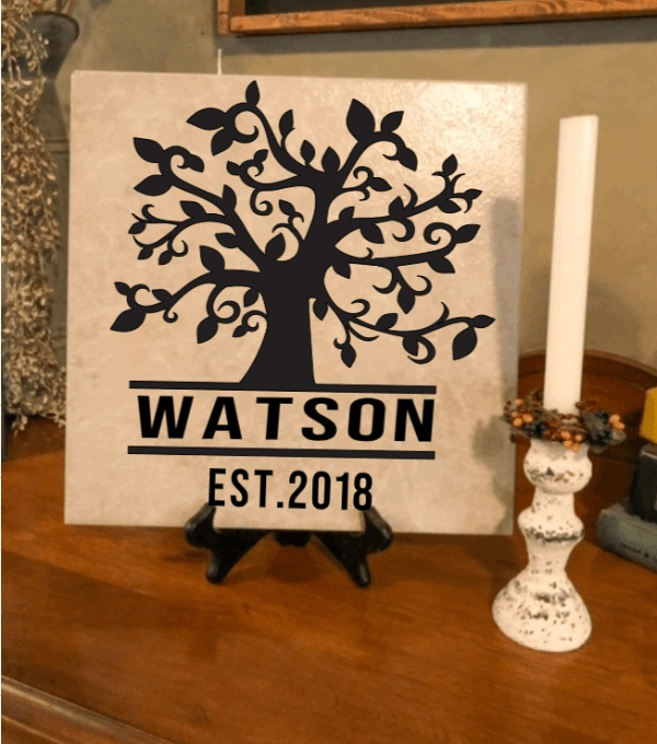 Purple LadyBug Decor Sign Monogrammed Personalized Name Tree Tile