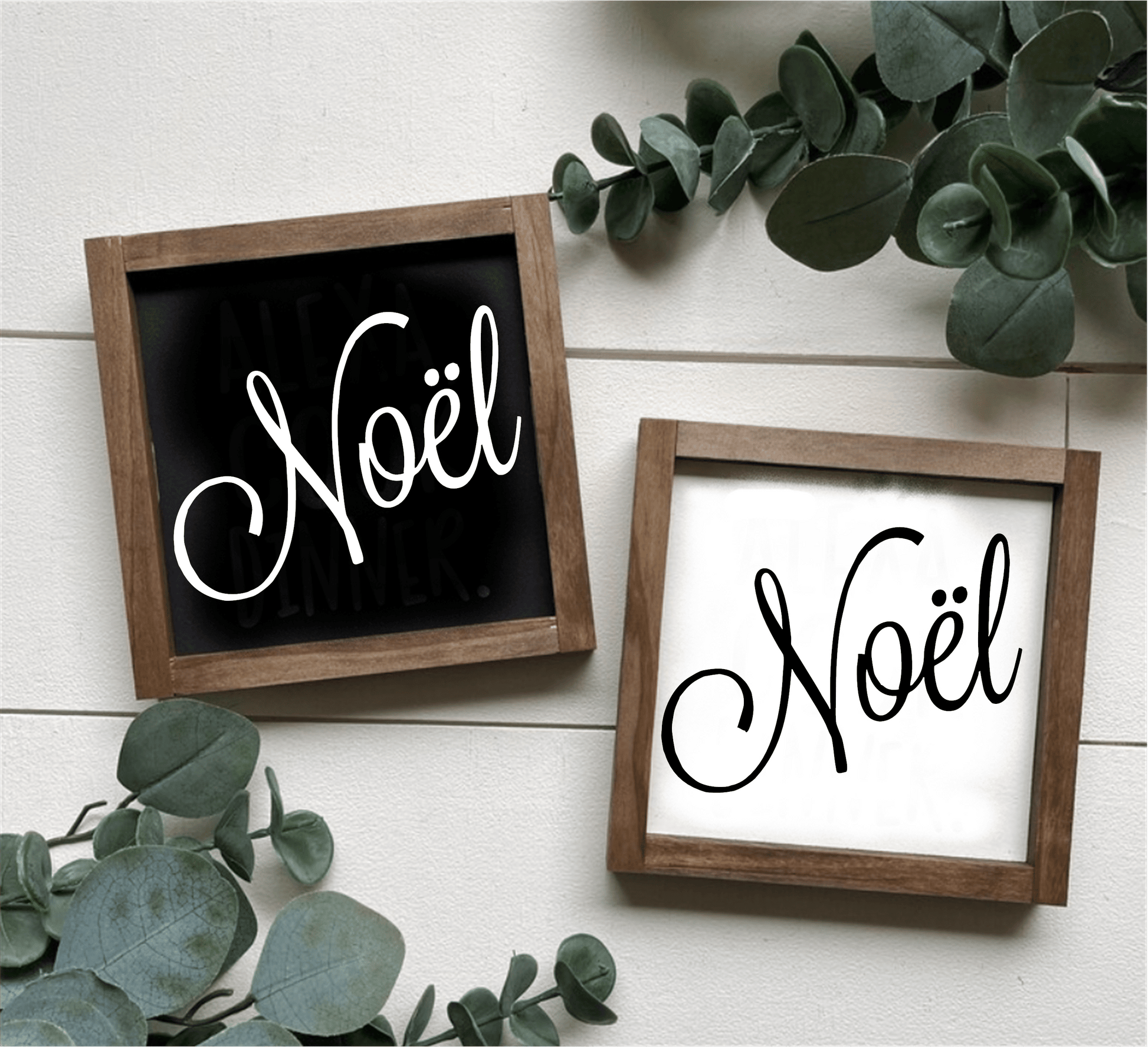 Handcrafted 'Noel' framed wood sign with black and white backgrounds, featuring black and white lettering, perfect for festive home decor.