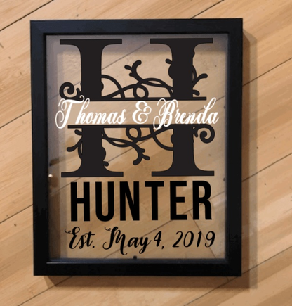 Purple LadyBug Decor Sign Personalized Last Name Floating Frame