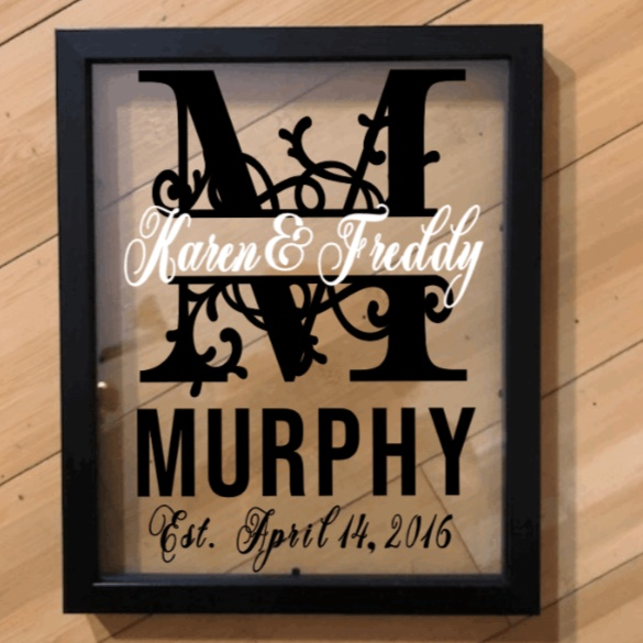 Purple LadyBug Decor Sign Personalized Last Name Floating Frame