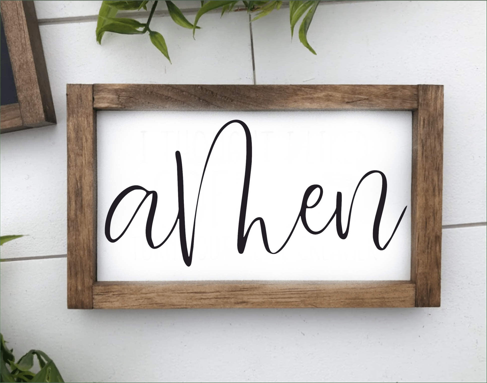 Rustic wood sign with "Amen" in black script, farmhouse home décor.