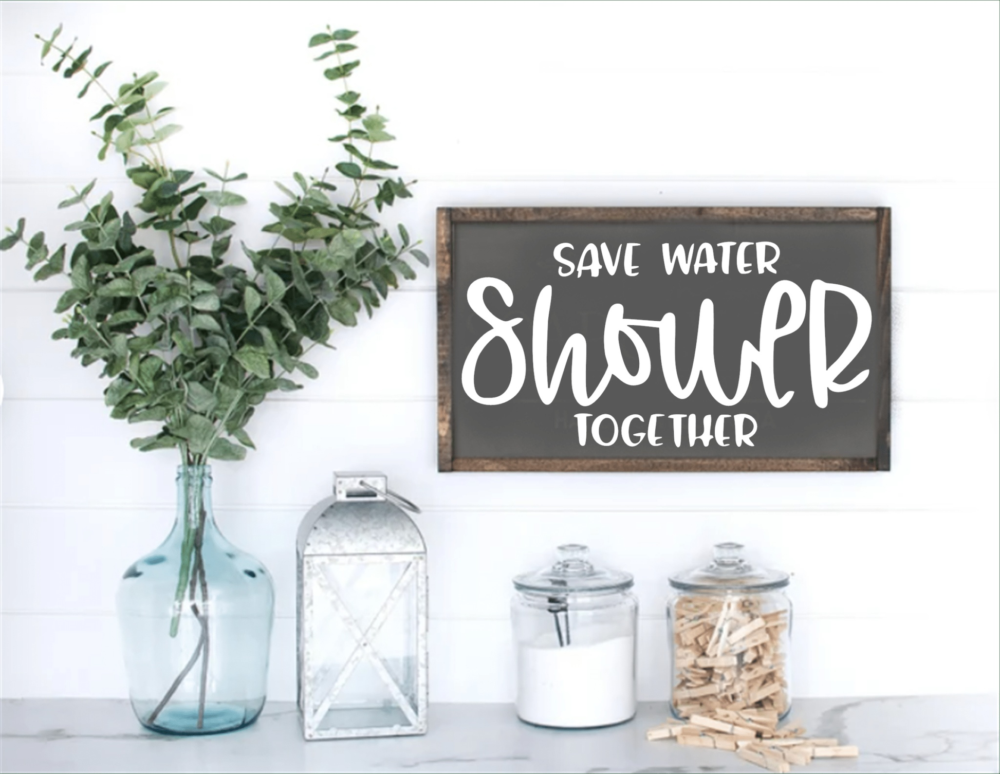 Purple LadyBug Decor Sign Save Water Shower Together Farmhouse Sign